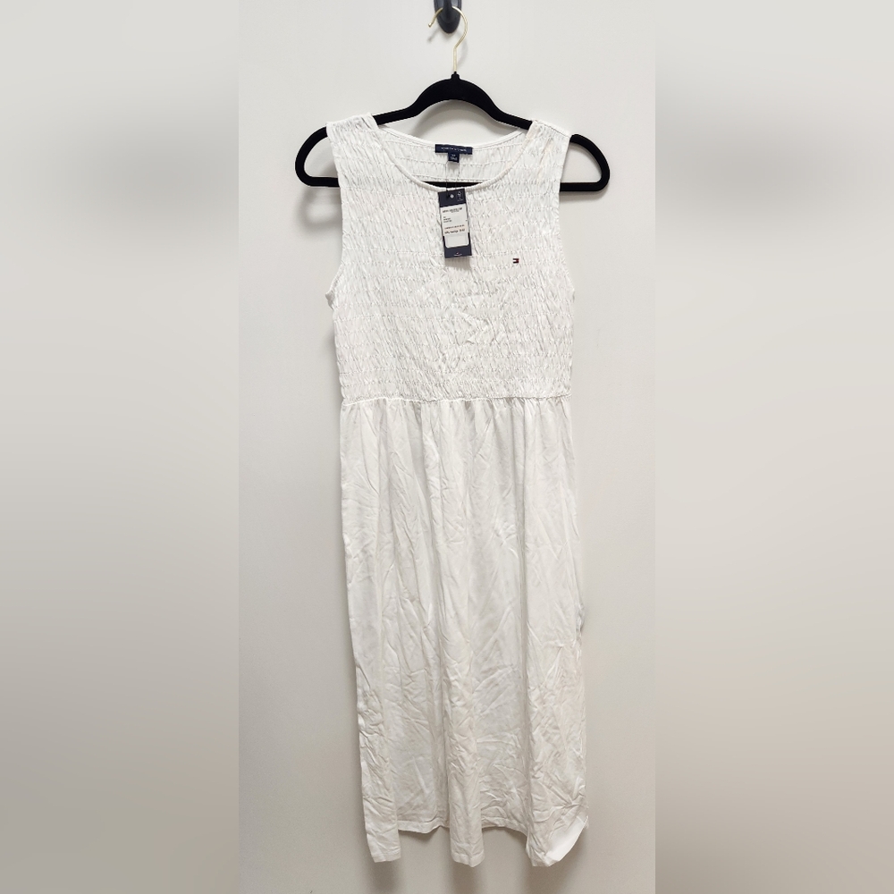 Tommy Hilfiger White Smocked Midi Dress – NWT – Size S